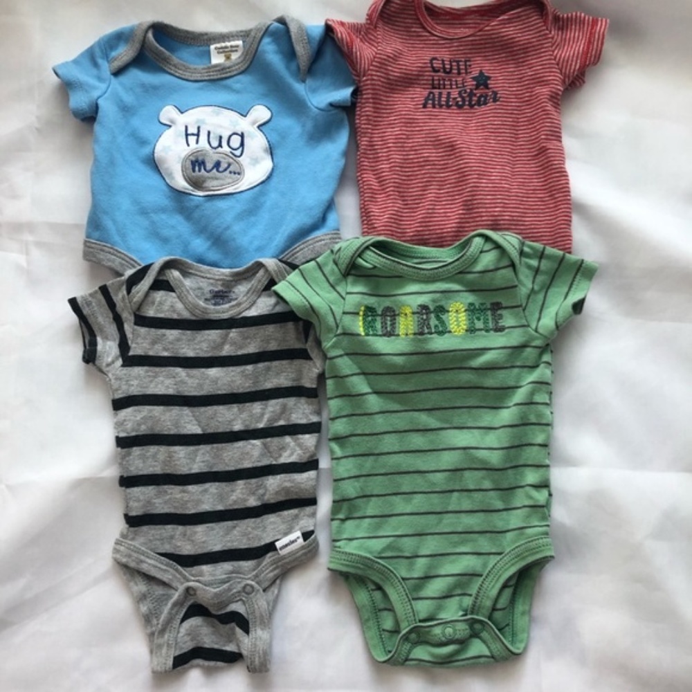 Carter's Baby Boy Body Suit 4 Lot Bundle Newborn